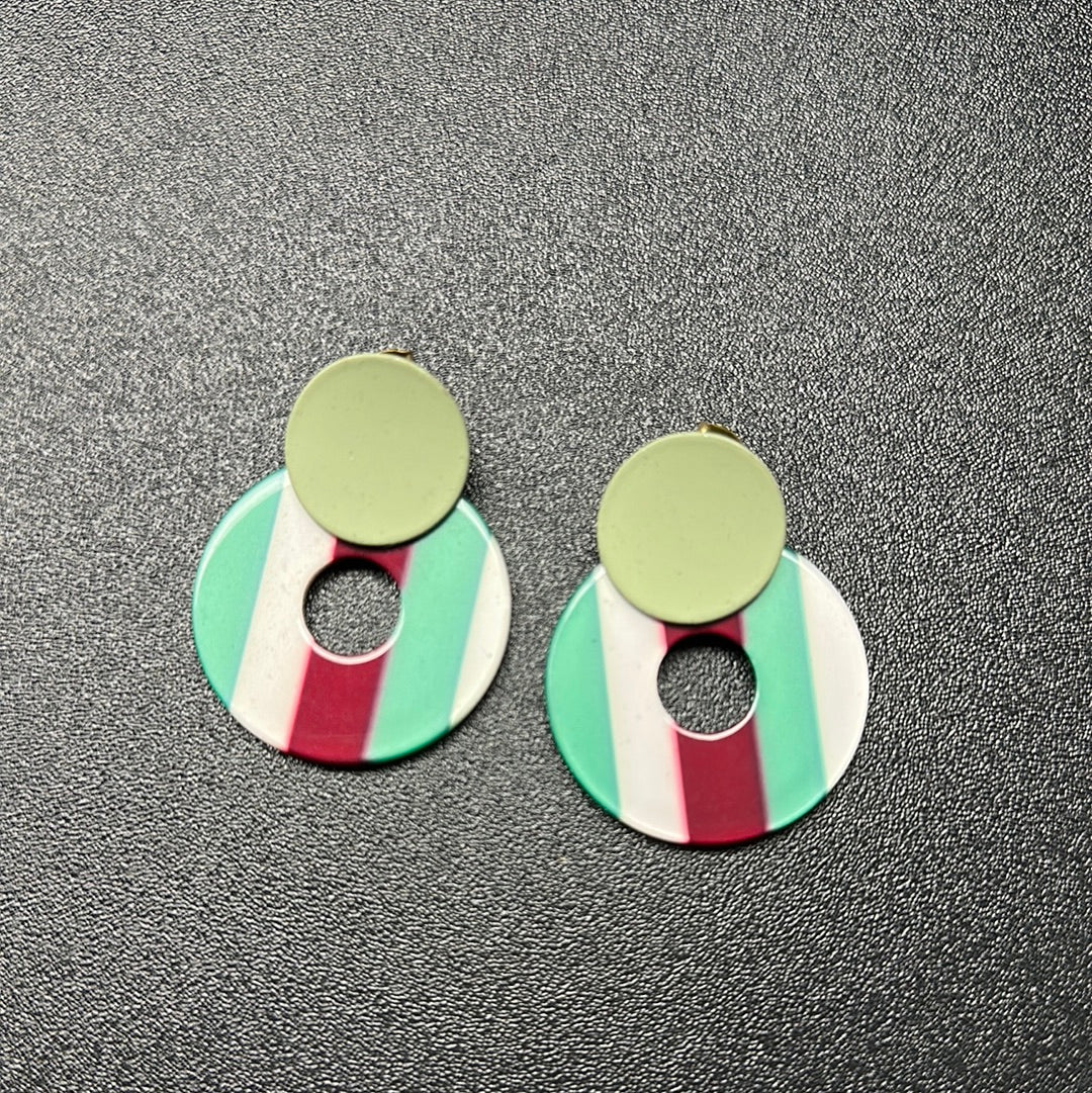 Green Circle Earrings