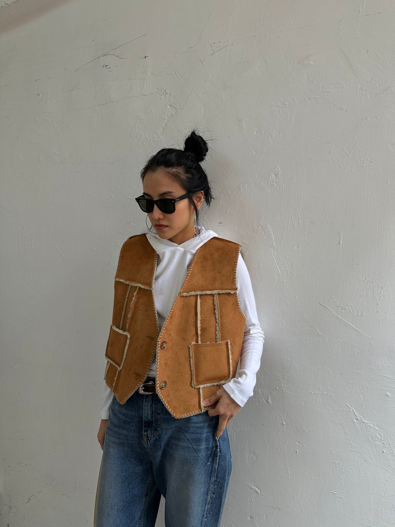 Shearling suede Vest