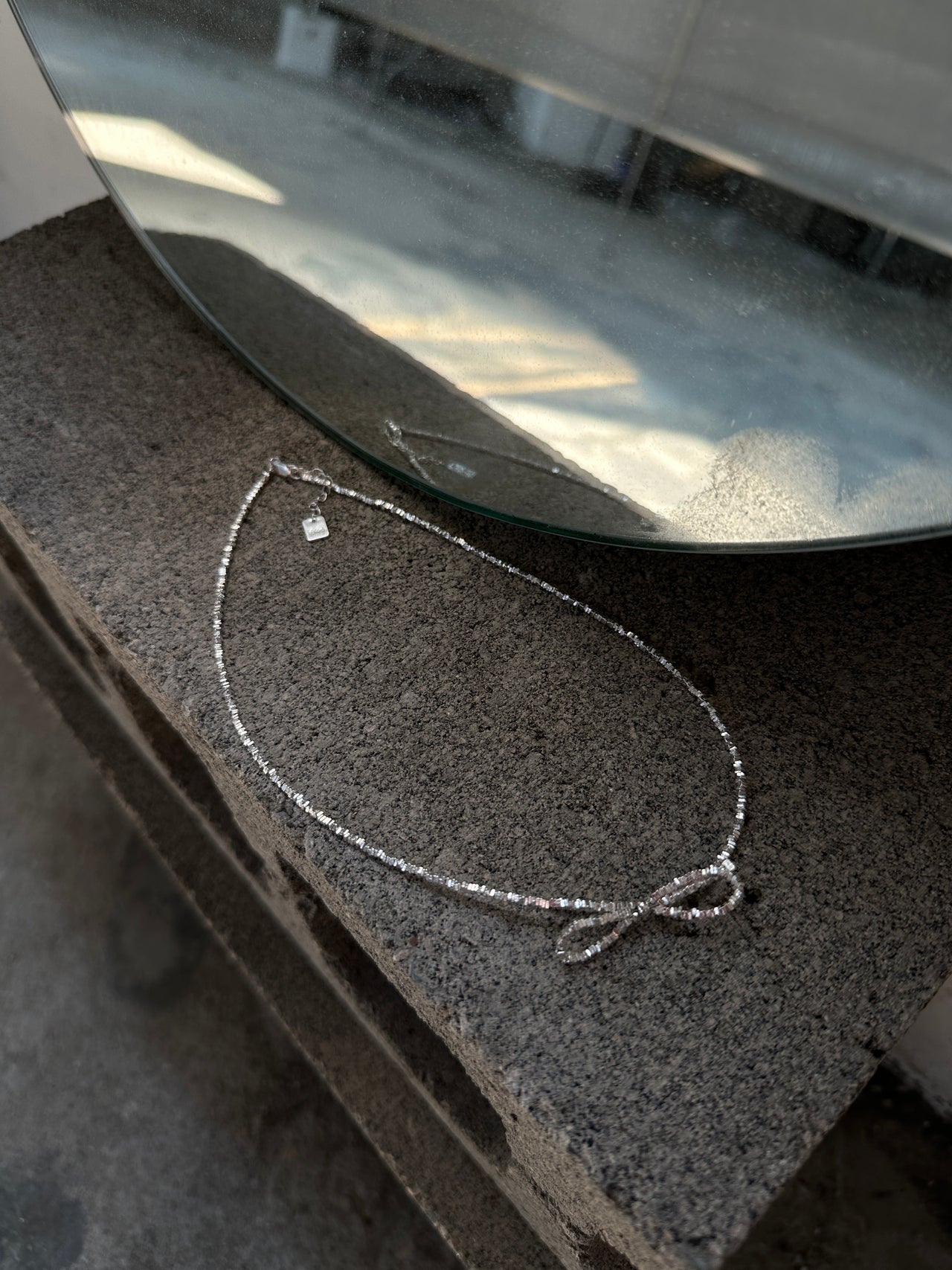 Silver Rock Ribbon Necklace