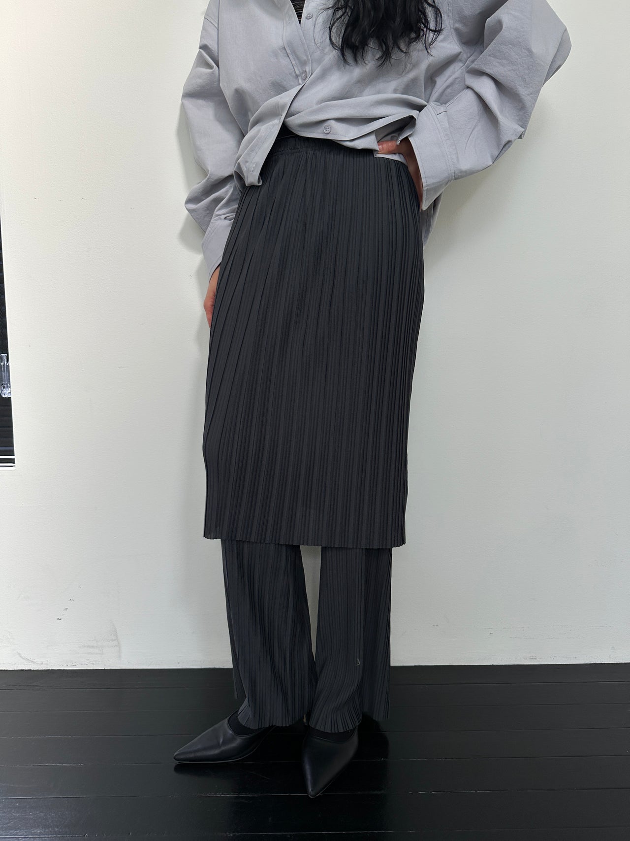 [PREORDER FEB_04] Ribbed Pleated Elastic Trousers